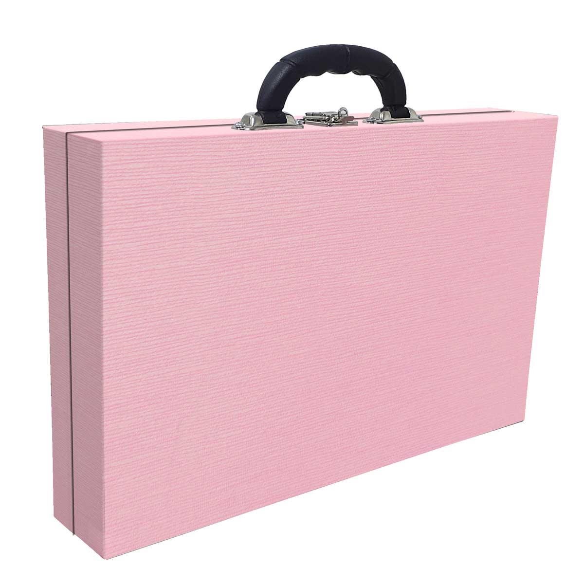 MALETA SIMPLES GRANDE TECIDO MILÃO ROSA COM ALÇA PRETA