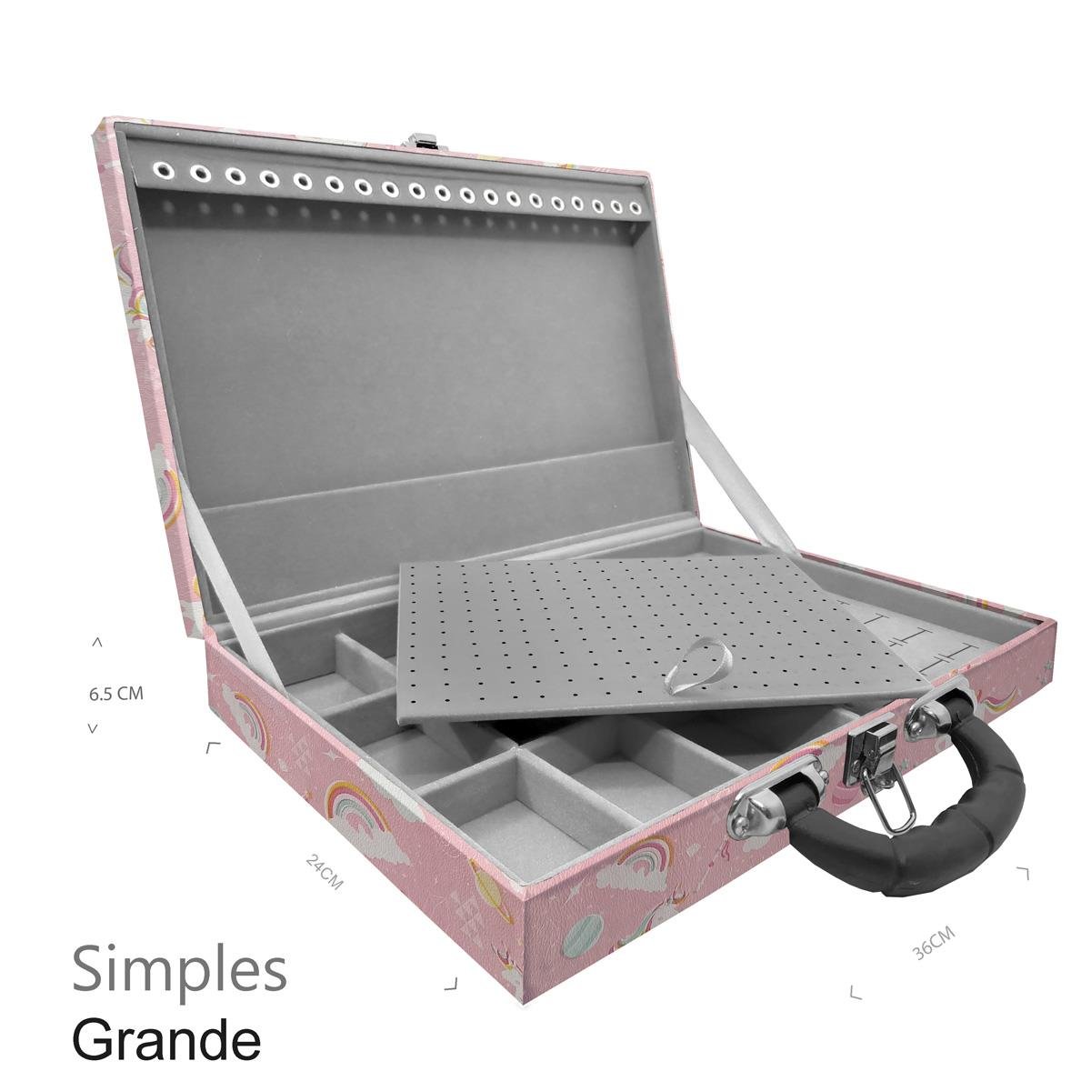 Maleta Simples Grande Unicórnio Rosa Com Alça Preta - Sob Encomenda
