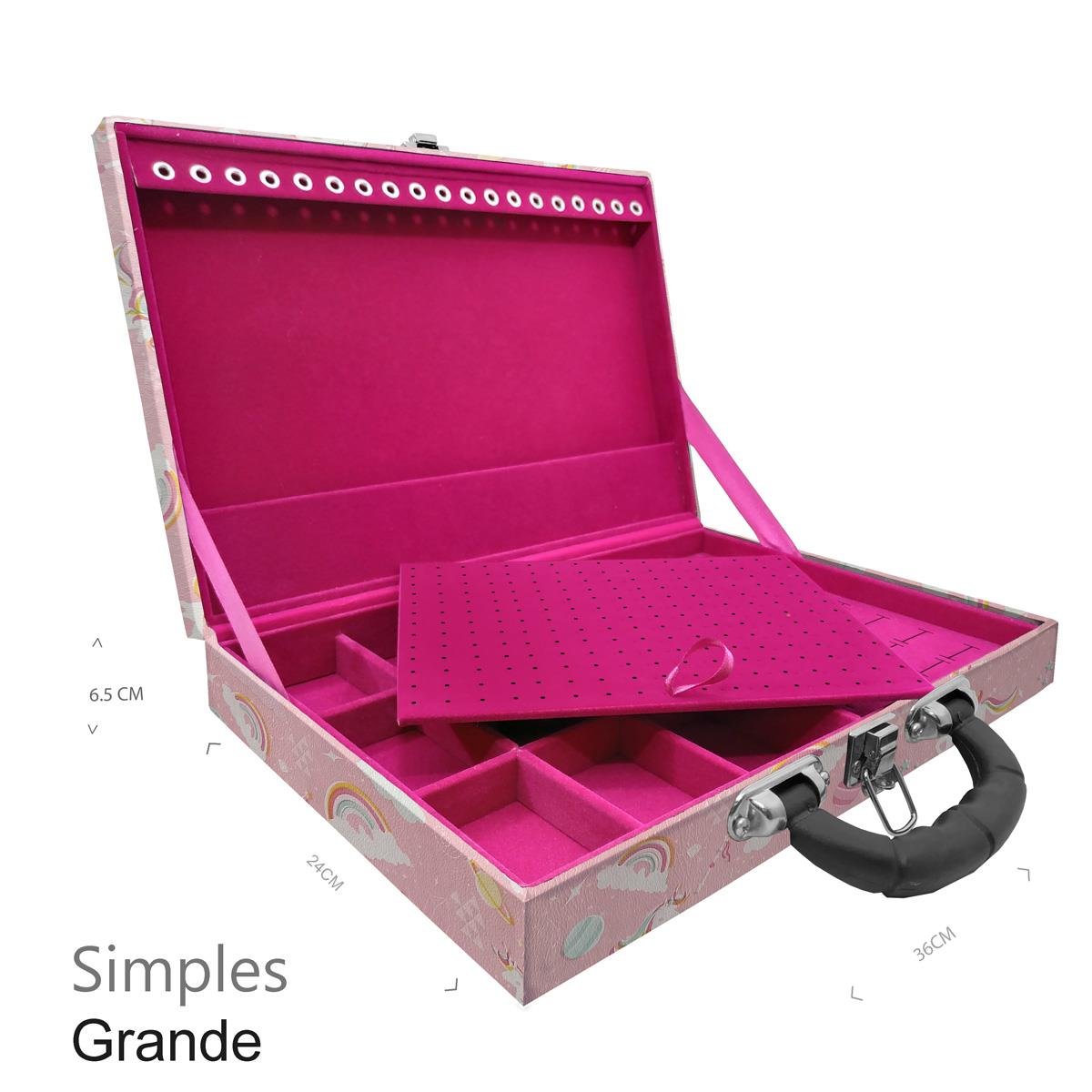 Maleta Simples Grande Unicórnio Rosa Com Alça Preta - Sob Encomenda