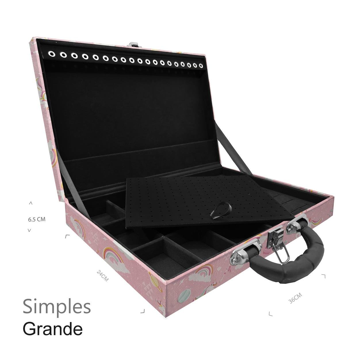 Maleta Simples Grande Unicórnio Rosa Com Alça Preta - Sob Encomenda