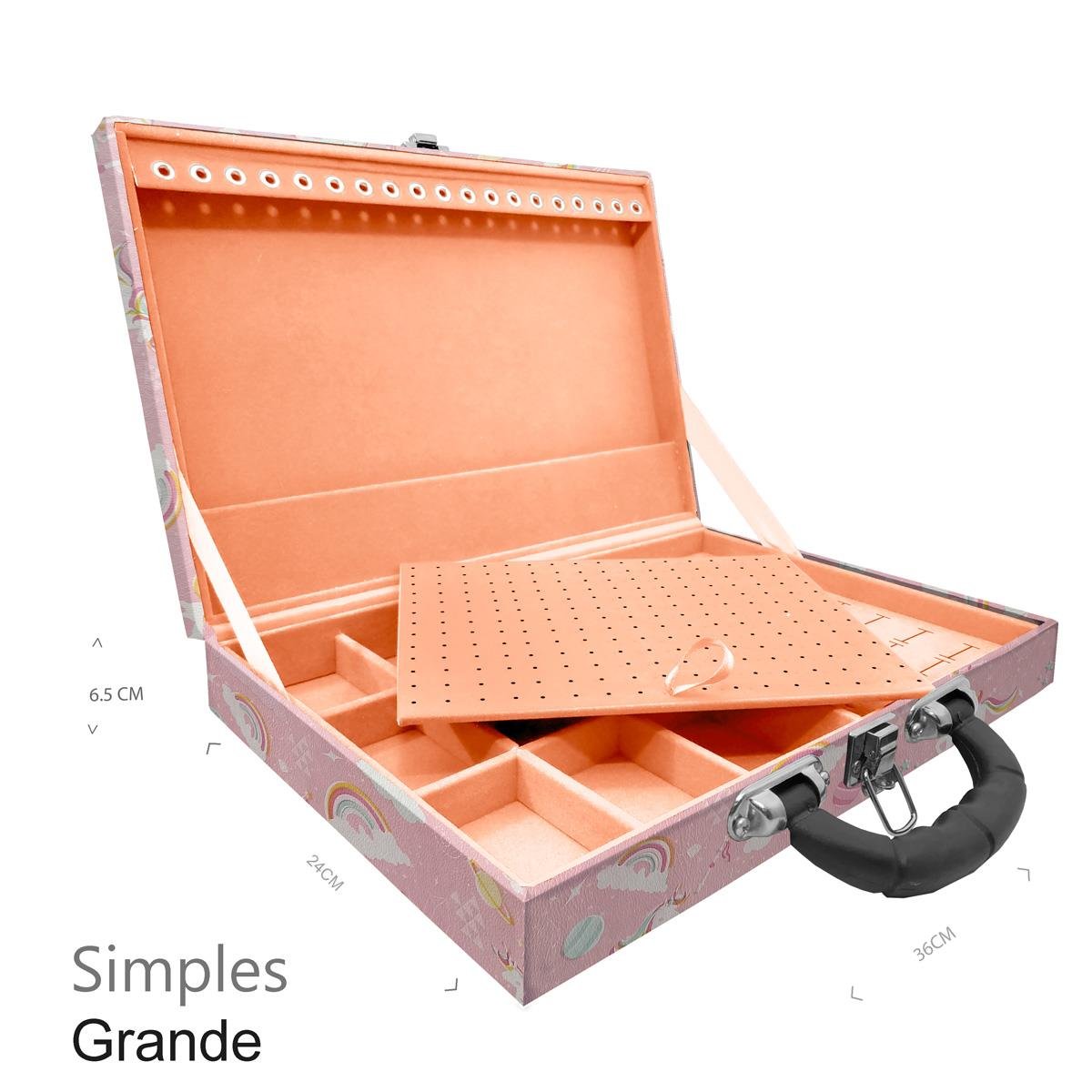 Maleta Simples Grande Unicórnio Rosa Com Alça Preta - Sob Encomenda