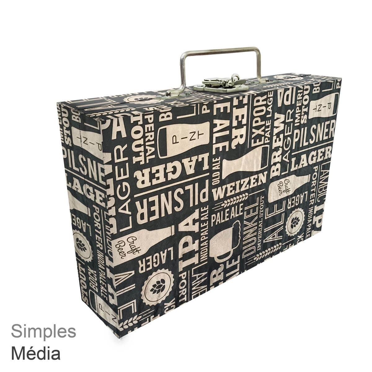 Maleta Simples Média Beer Dourado Preto - Sob Encomenda