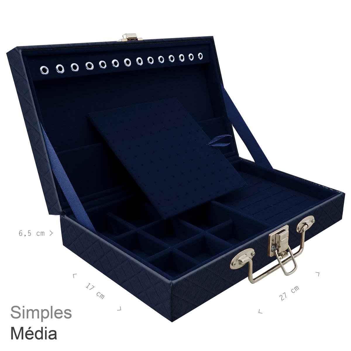 Maleta Simples Média Dijon Azul Marinho - Sob Encomenda