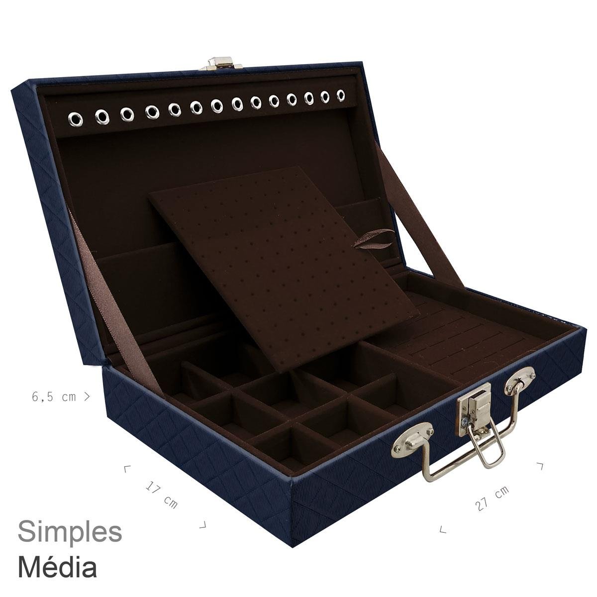 Maleta Simples Média Dijon Azul Marinho - Sob Encomenda