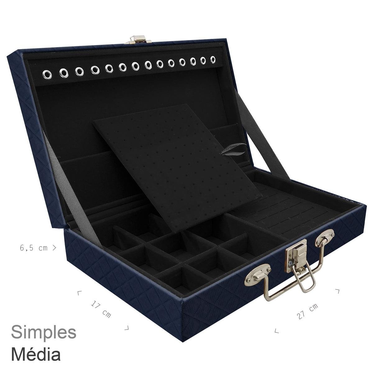 Maleta Simples Média Dijon Azul Marinho - Sob Encomenda