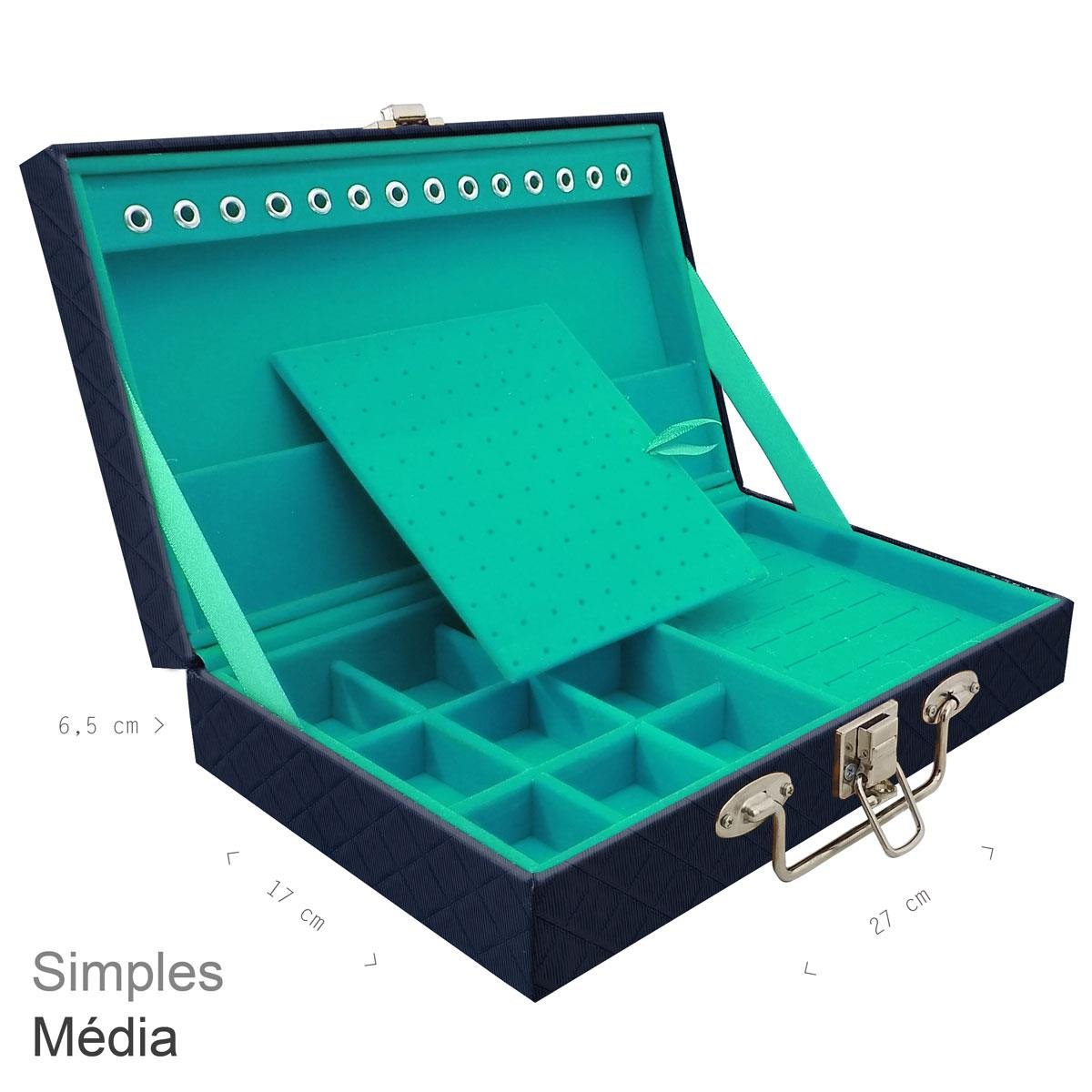 Maleta Simples Média Dijon Azul Marinho - Sob Encomenda