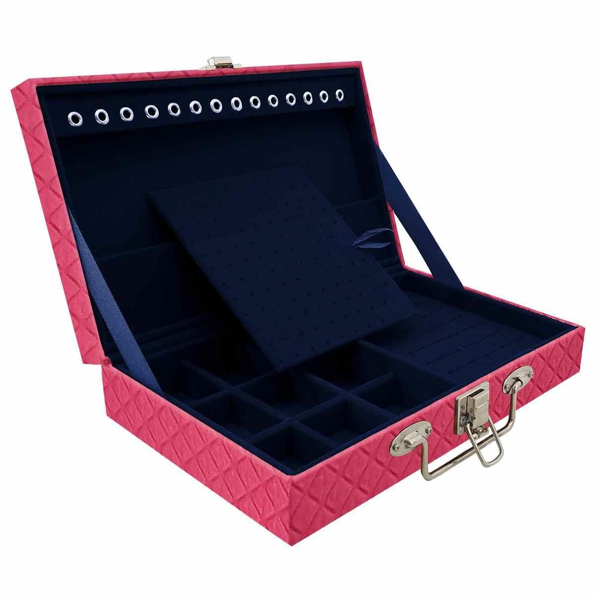 Estojo Maleta Porta Jóias Simples Média Dijon Pink