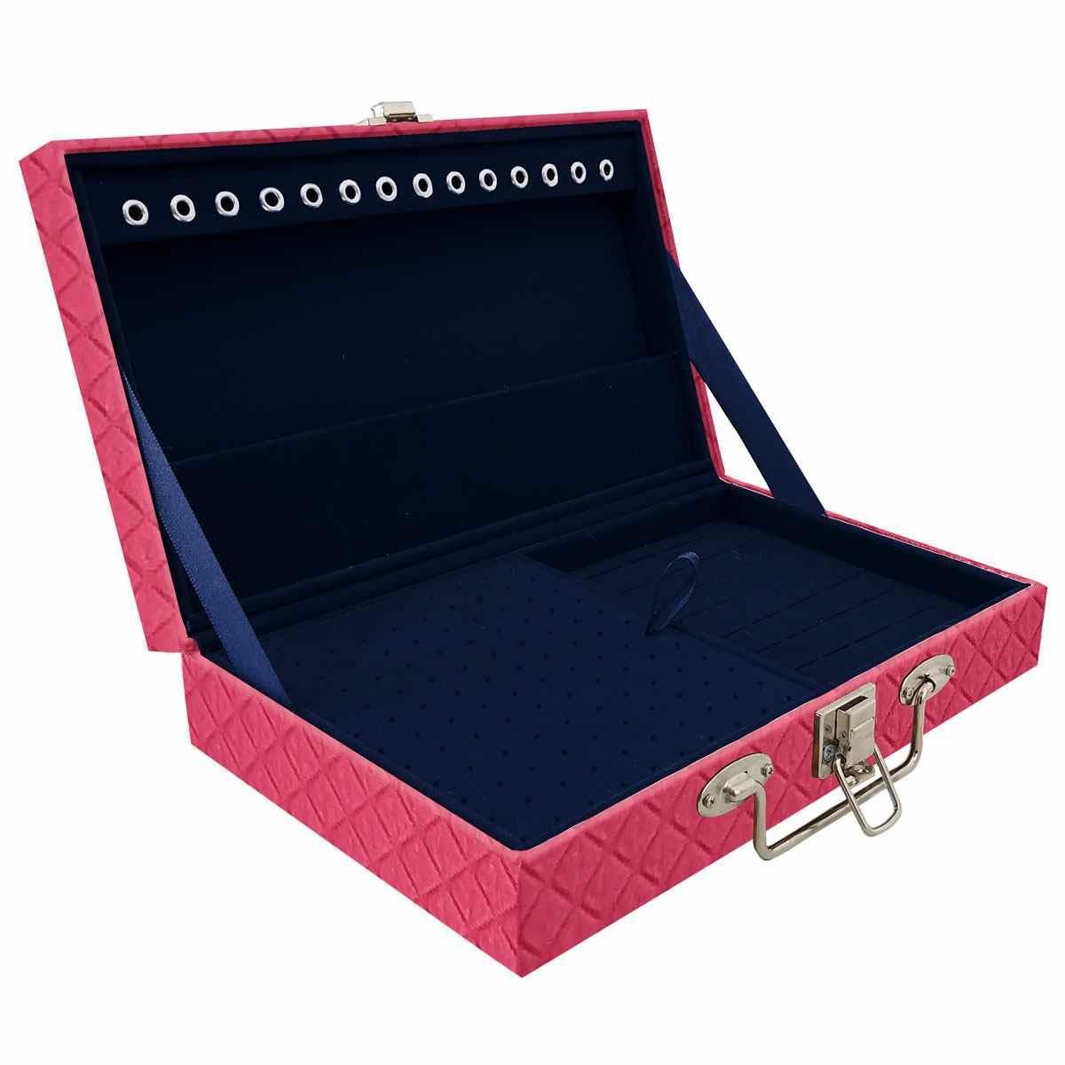 Estojo Maleta Porta Jóias Simples Média Dijon Pink