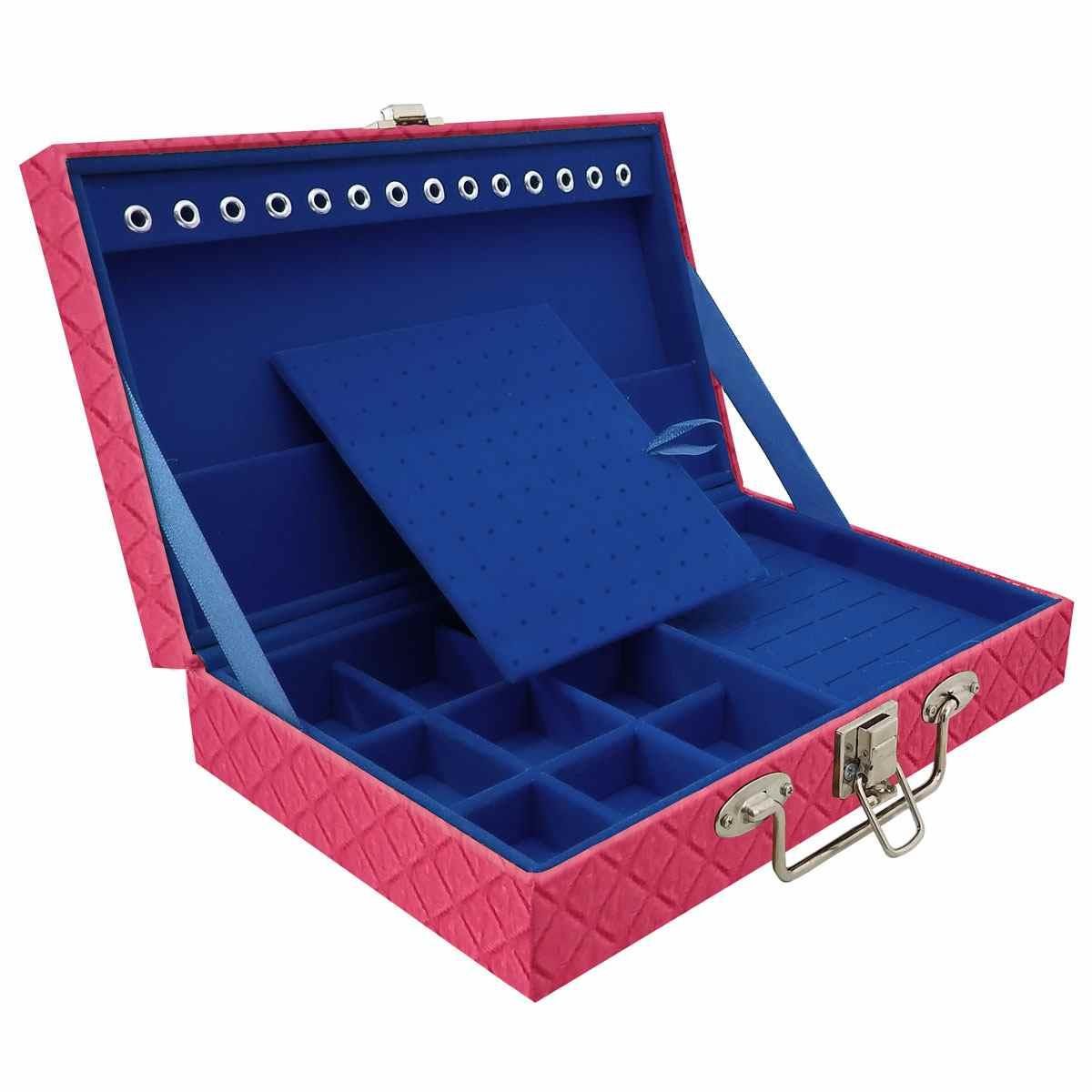 Estojo Maleta Porta Jóias Simples Média Dijon Pink