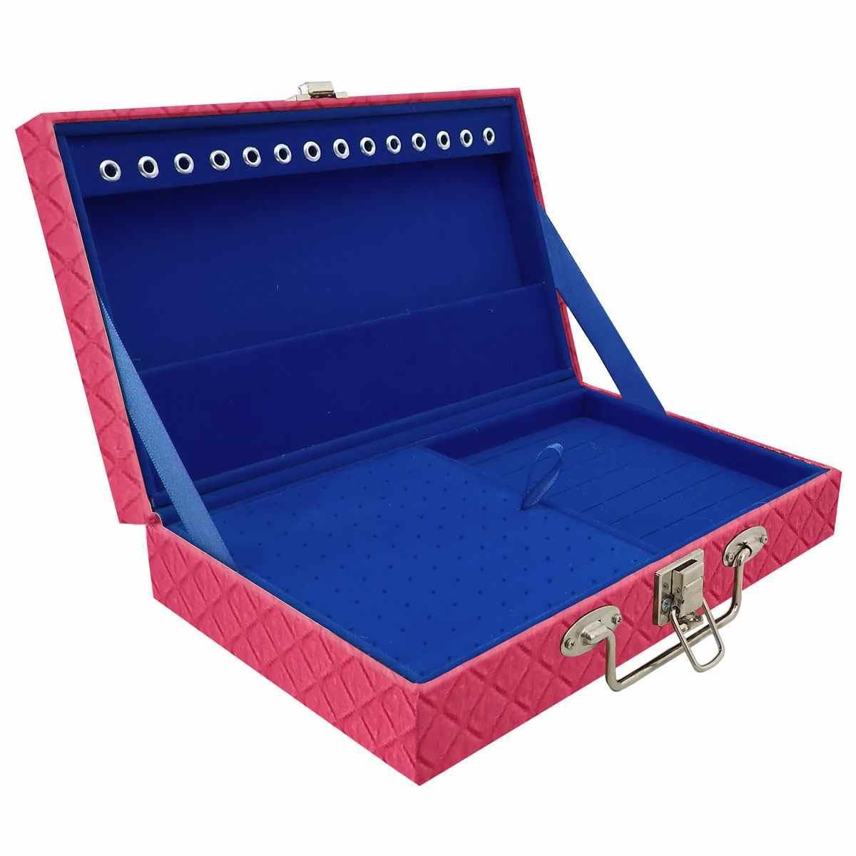 Estojo Maleta Porta Jóias Simples Média Dijon Pink