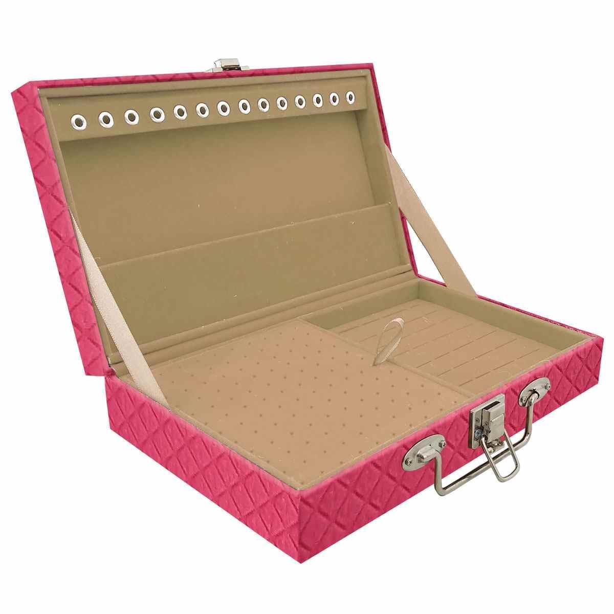 Estojo Maleta Porta Jóias Simples Média Dijon Pink