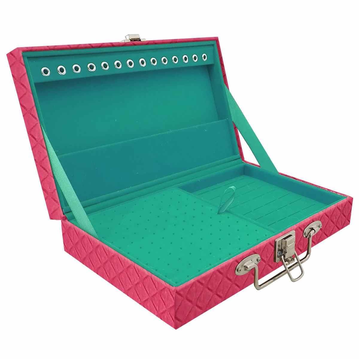 Estojo Maleta Porta Jóias Simples Média Dijon Pink