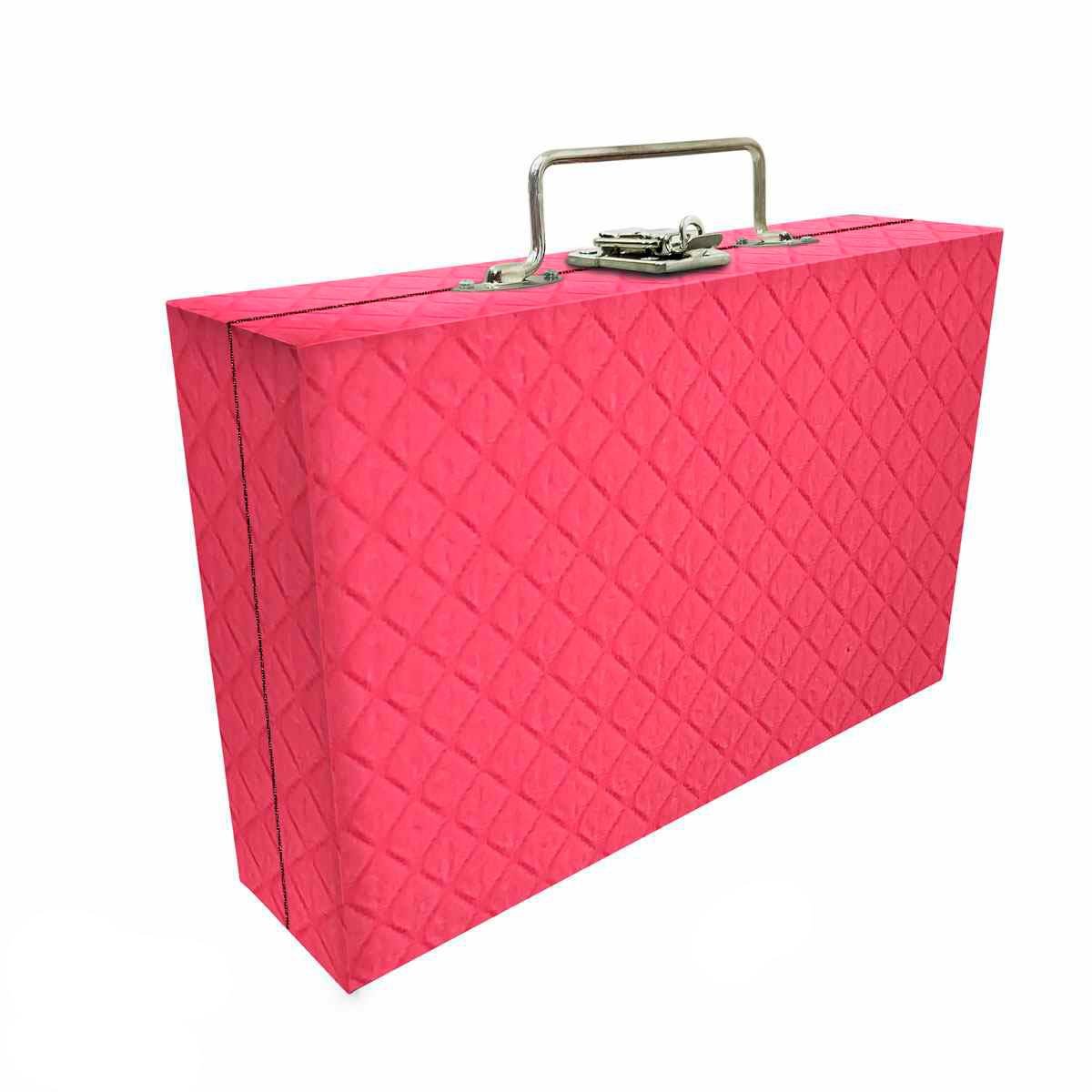 Estojo Maleta Porta Jóias Simples Média Dijon Pink