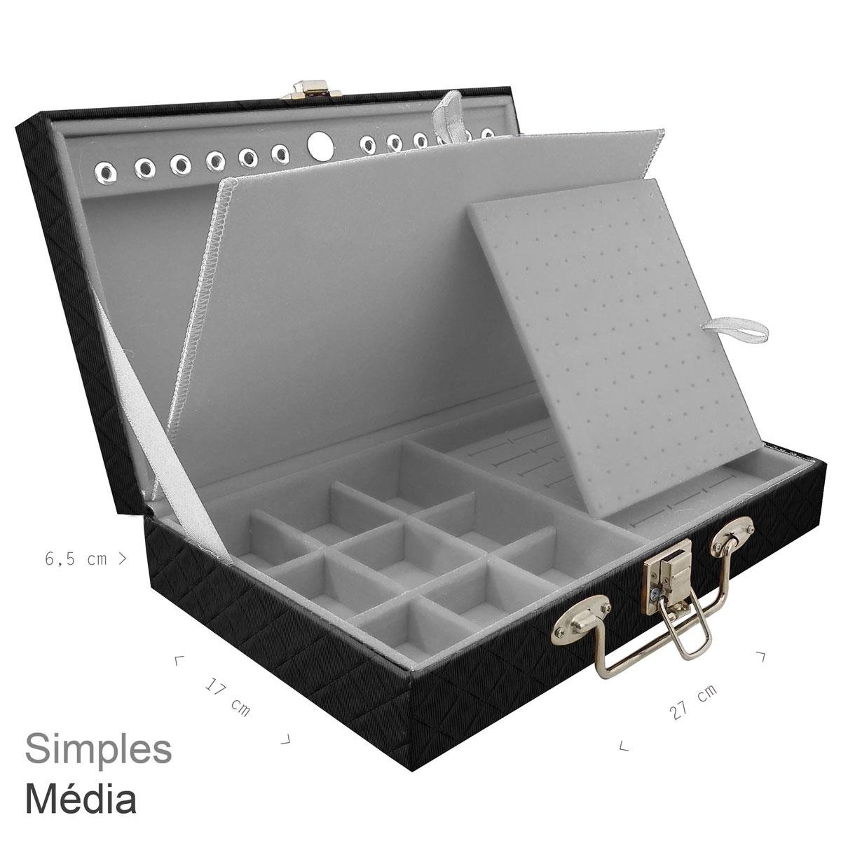 Maleta Simples Média Dijon Preto Com Imã - Sob Encomenda