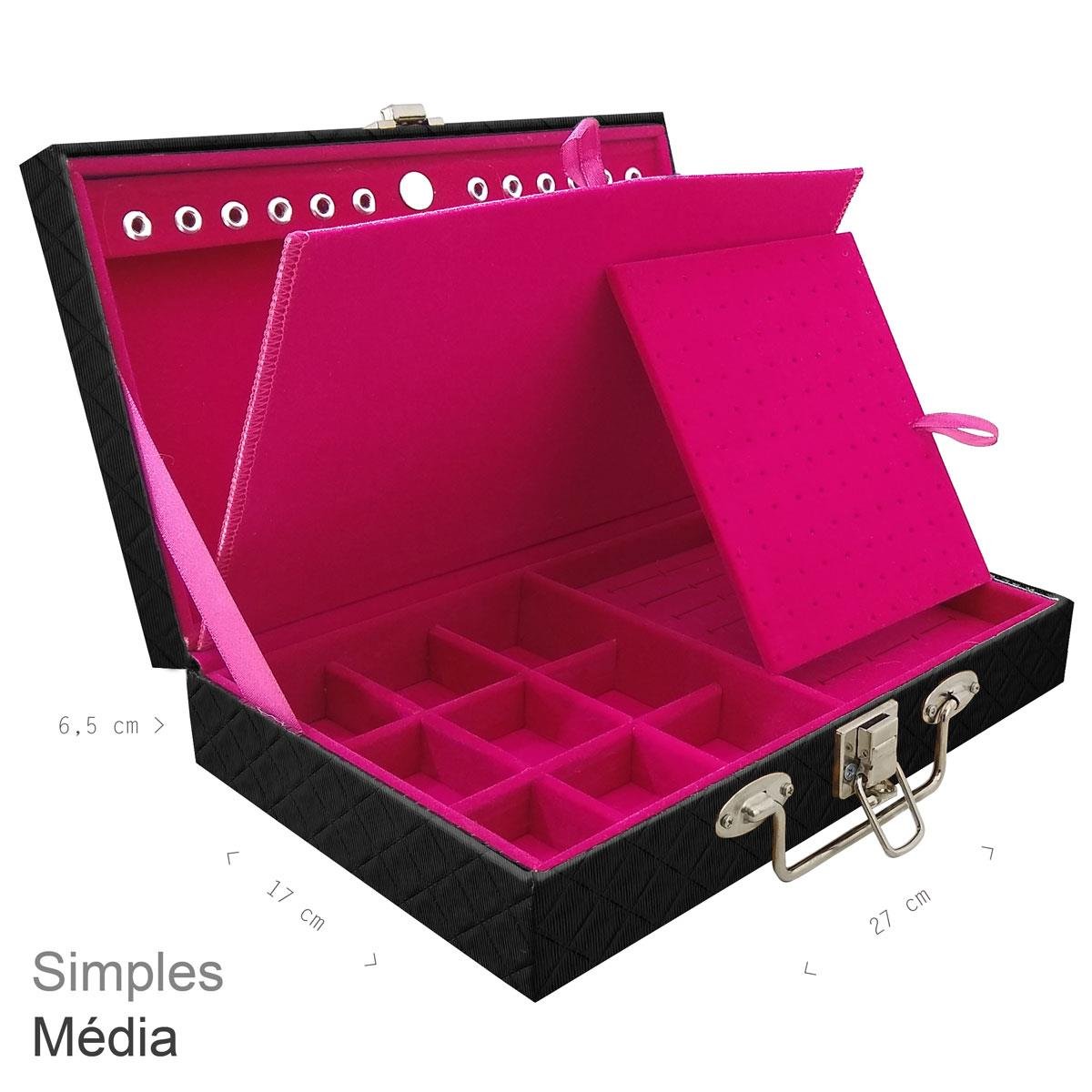 Maleta Simples Média Dijon Preto Com Imã - Sob Encomenda