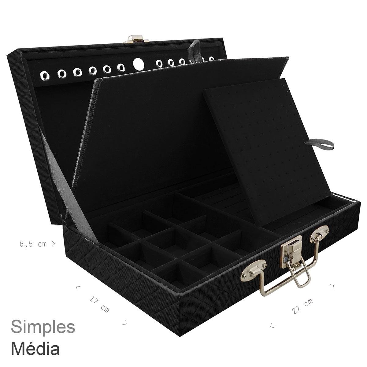 Maleta Simples Média Dijon Preto Com Imã - Sob Encomenda