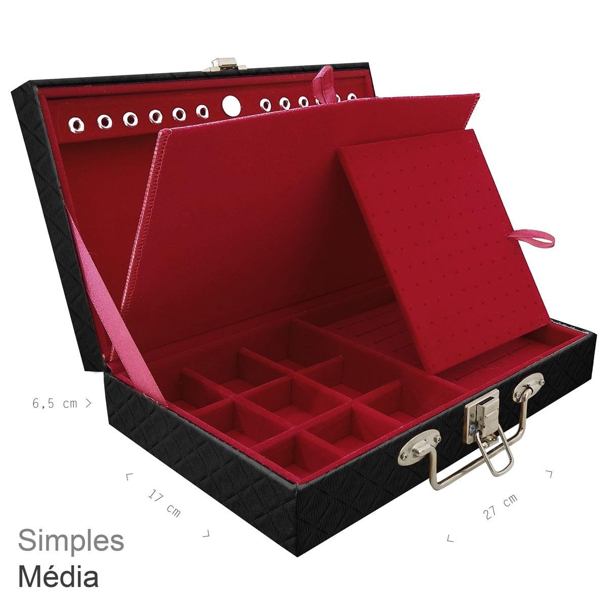 Maleta Simples Média Dijon Preto Com Imã - Sob Encomenda