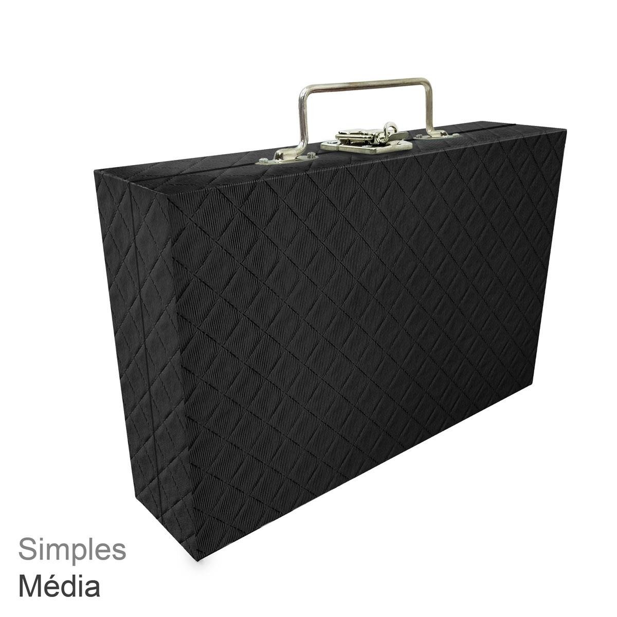 Maleta Simples Média Dijon Preto Com Imã - Sob Encomenda