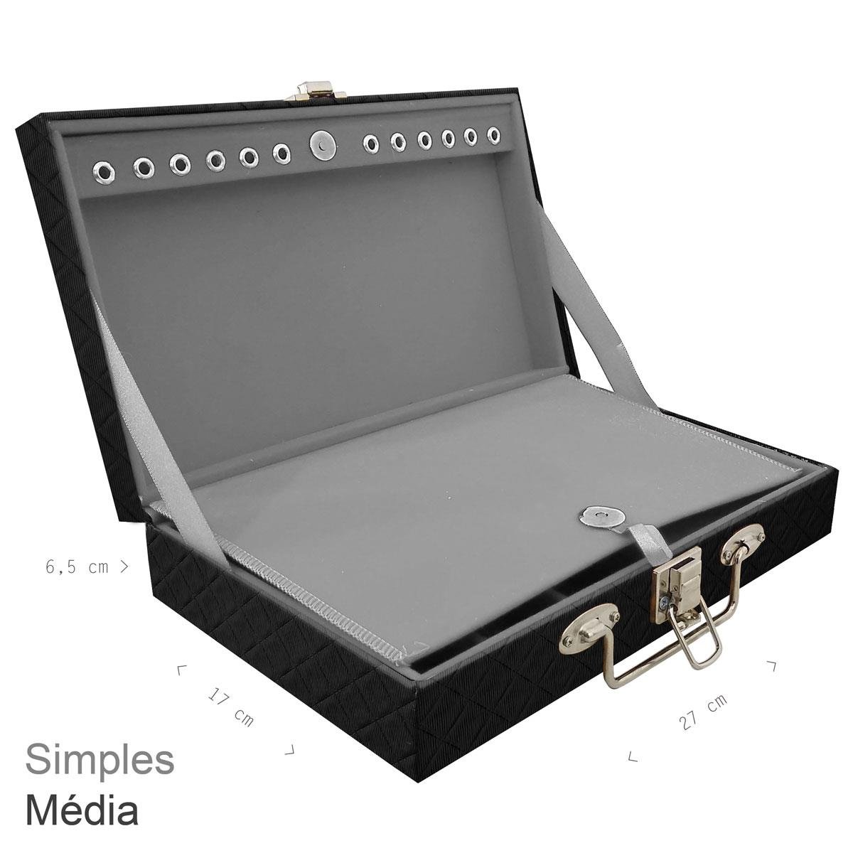 Maleta Simples Média Dijon Preto Com Imã - Sob Encomenda