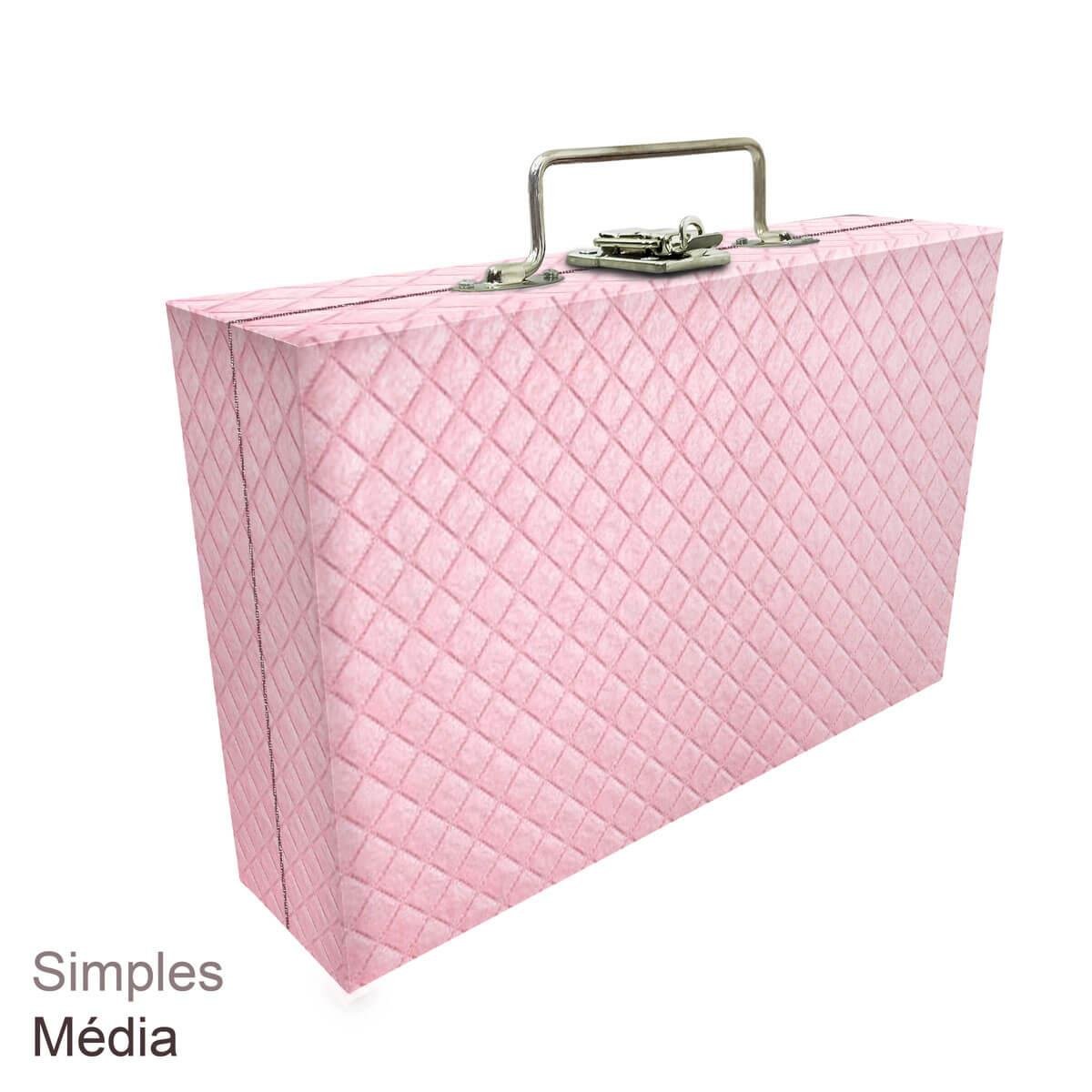 Maleta Simples Média Dijon Rosa Bebê Metalizado Com Imã - Sob Encomenda