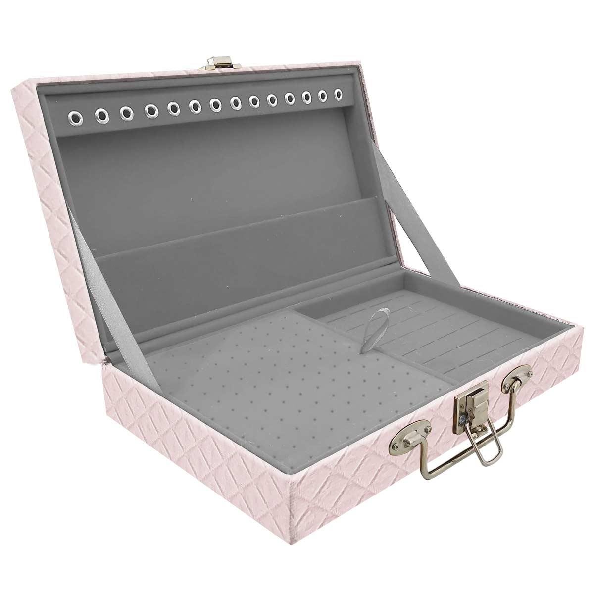 Estojo Maleta Porta Jóias Simples Média Dijon Rosa Bebê
