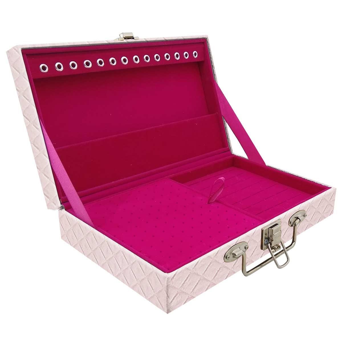 Estojo Maleta Porta Jóias Simples Média Dijon Rosa Bebê