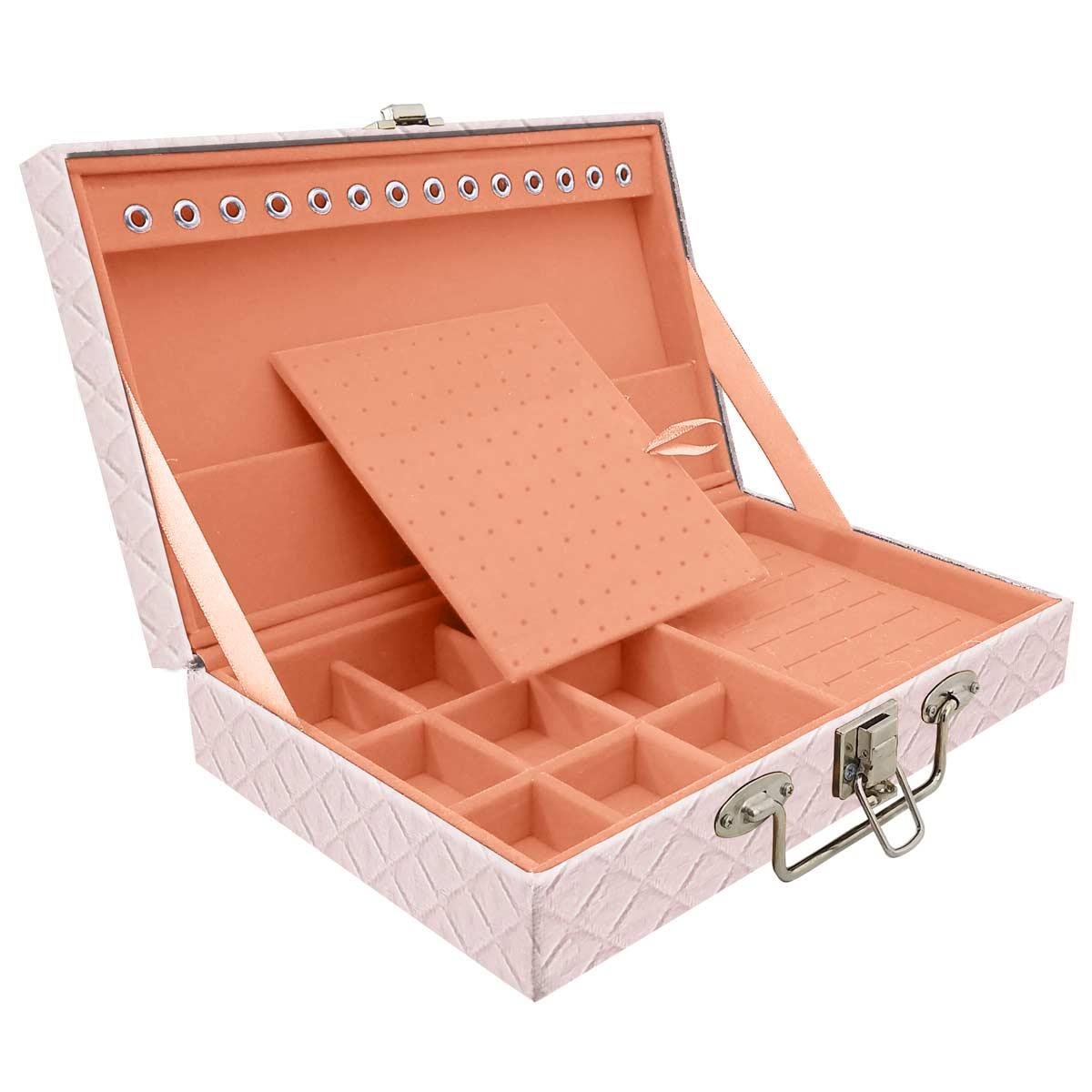 Estojo Maleta Porta Jóias Simples Média Dijon Rosa Bebê