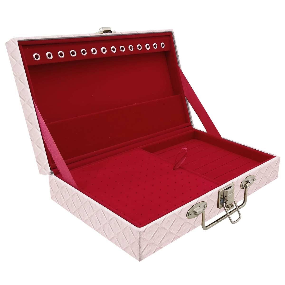 Estojo Maleta Porta Jóias Simples Média Dijon Rosa Bebê