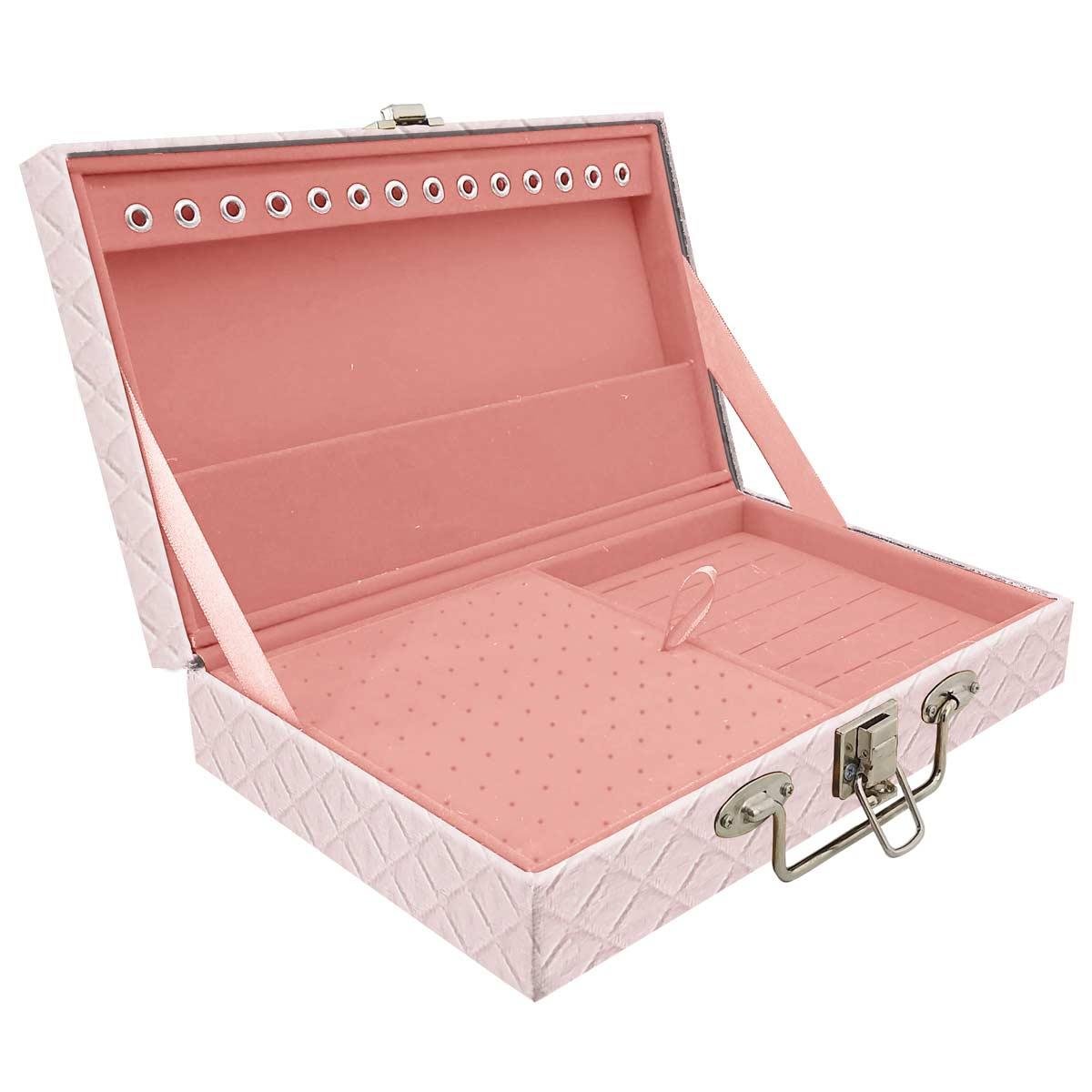 Estojo Maleta Porta Jóias Simples Média Dijon Rosa Bebê