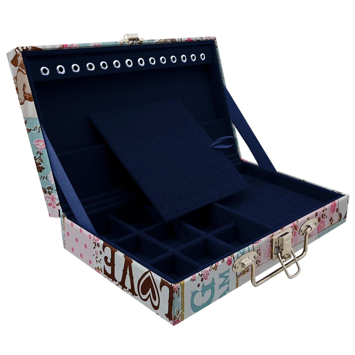 Estojo Maleta Porta Jóias Simples Média Happy Day