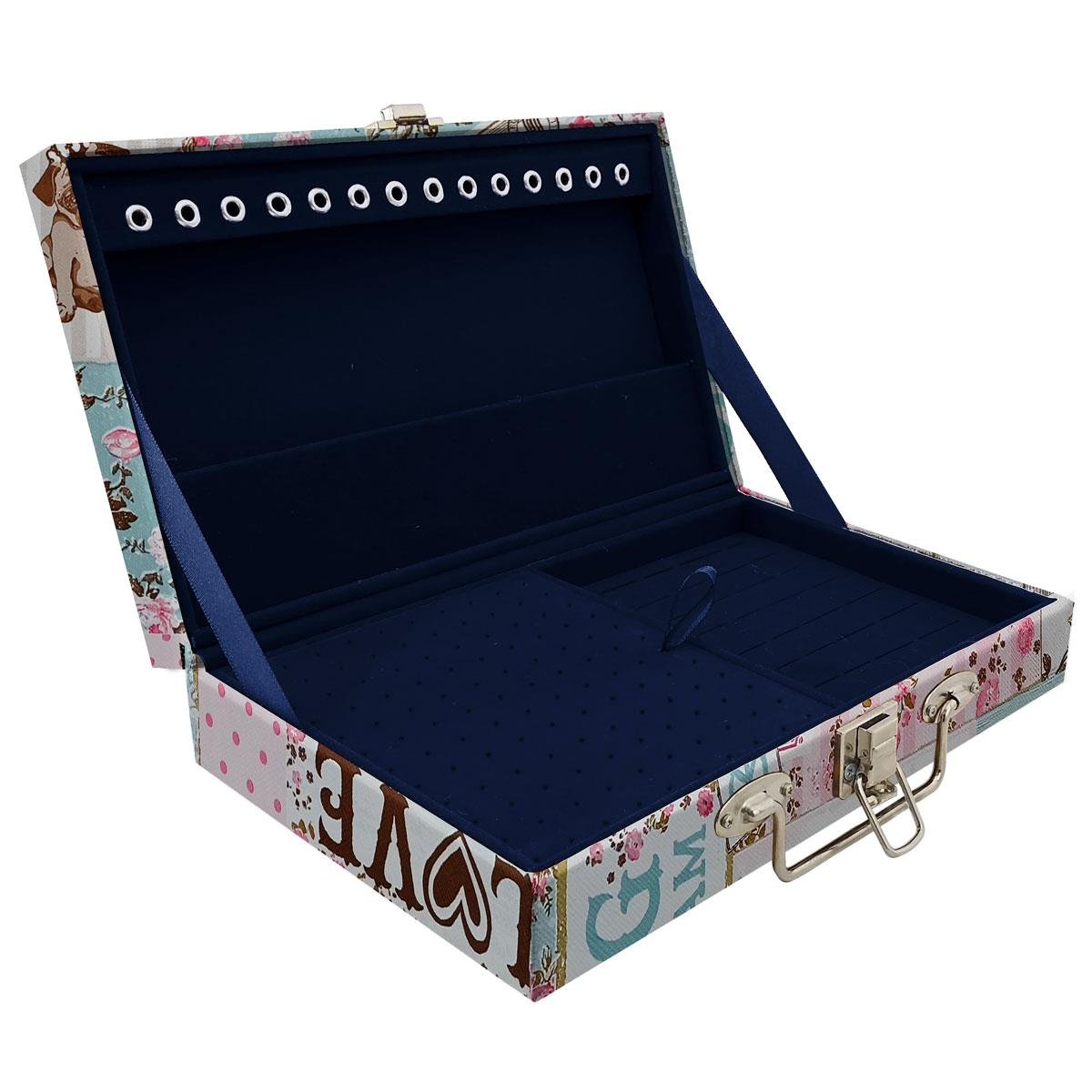 Estojo Maleta Porta Jóias Simples Média Happy Day