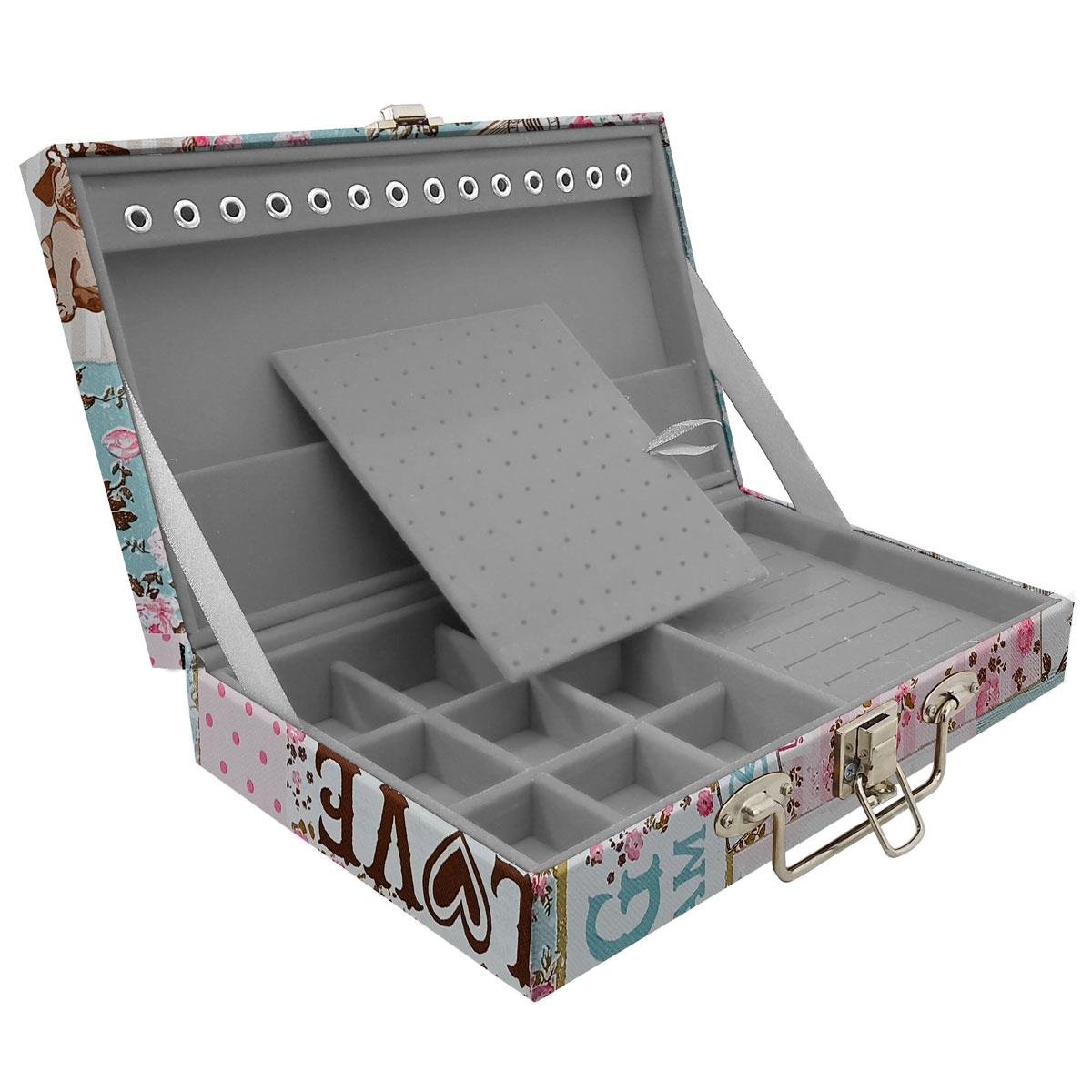 Estojo Maleta Porta Jóias Simples Média Happy Day