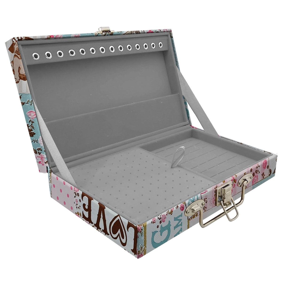 Estojo Maleta Porta Jóias Simples Média Happy Day