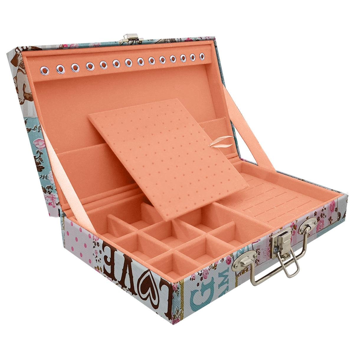 Estojo Maleta Porta Jóias Simples Média Happy Day