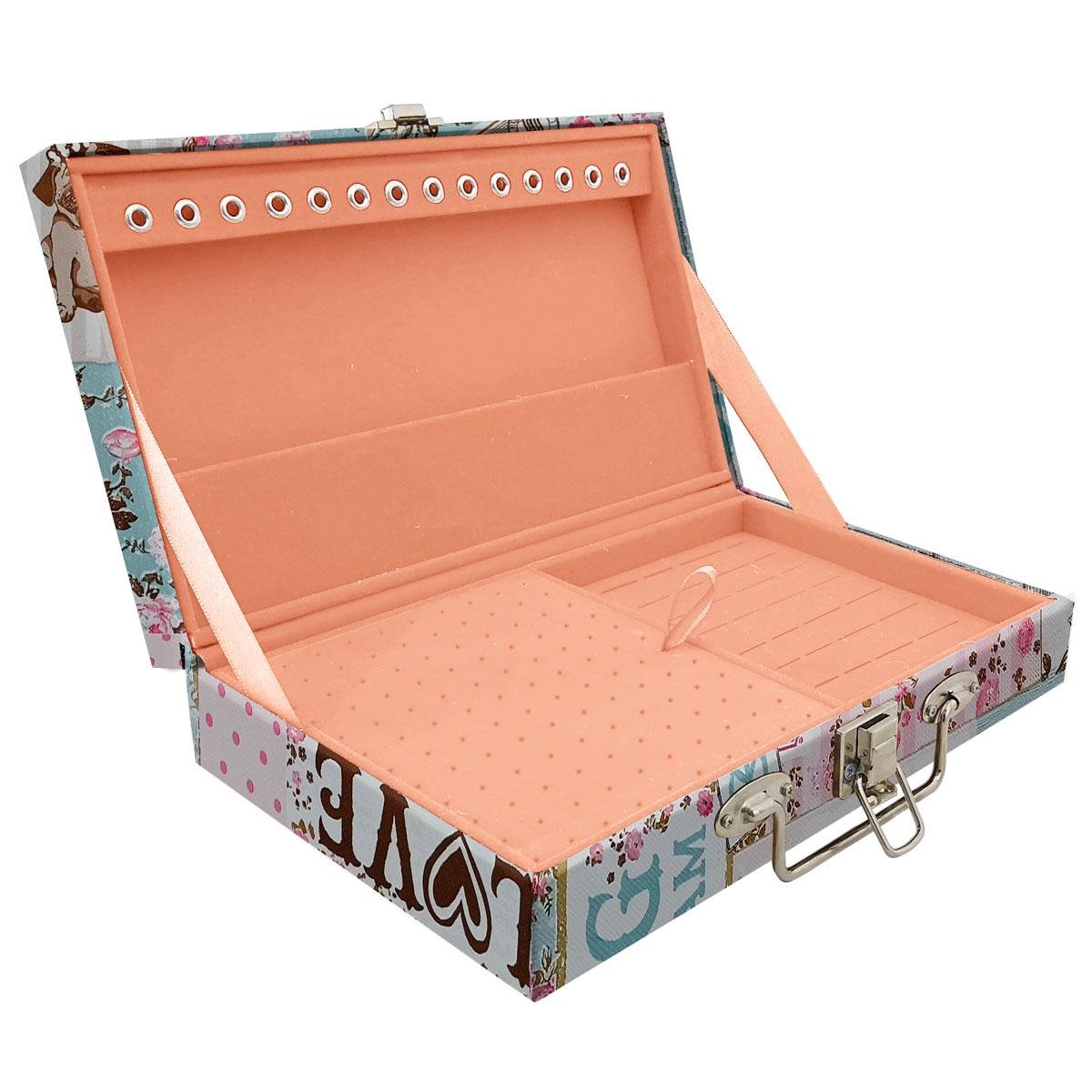 Estojo Maleta Porta Jóias Simples Média Happy Day