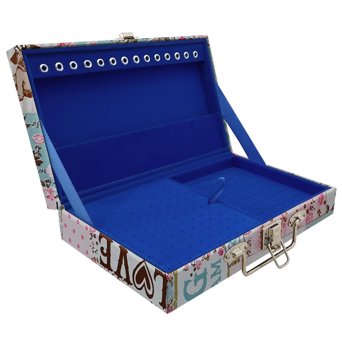 Estojo Maleta Porta Jóias Simples Média Happy Day