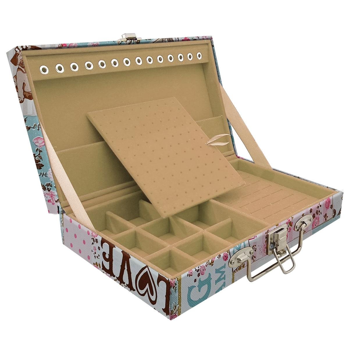 Estojo Maleta Porta Jóias Simples Média Happy Day