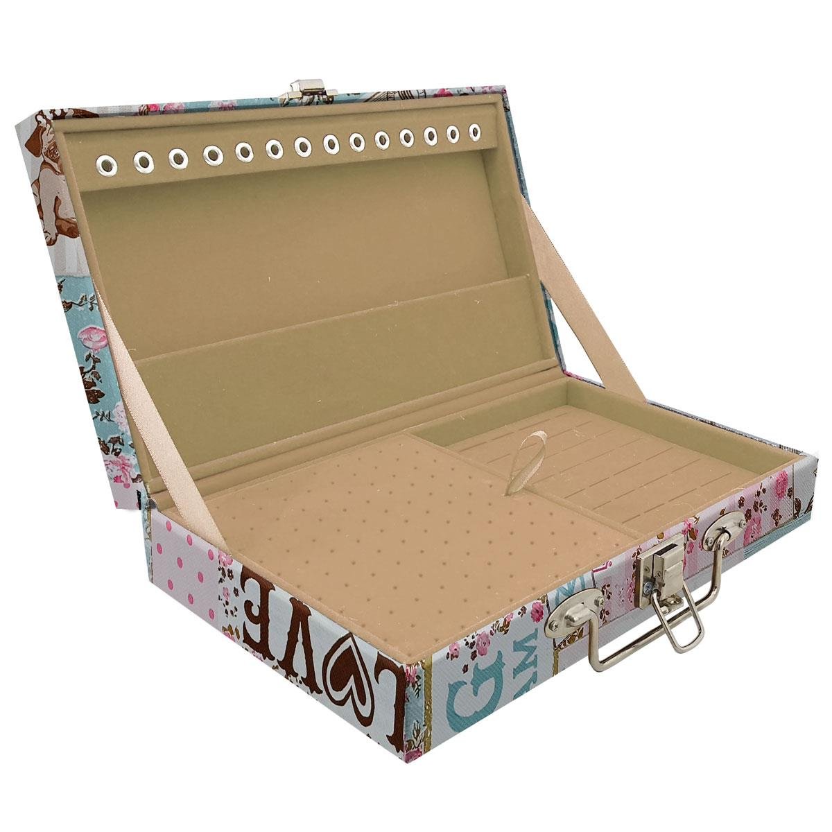 Estojo Maleta Porta Jóias Simples Média Happy Day