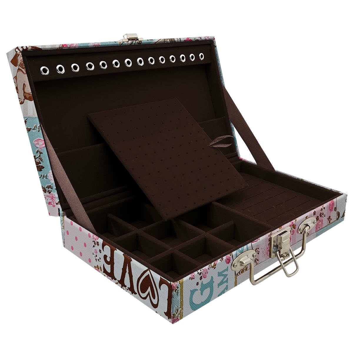 Estojo Maleta Porta Jóias Simples Média Happy Day