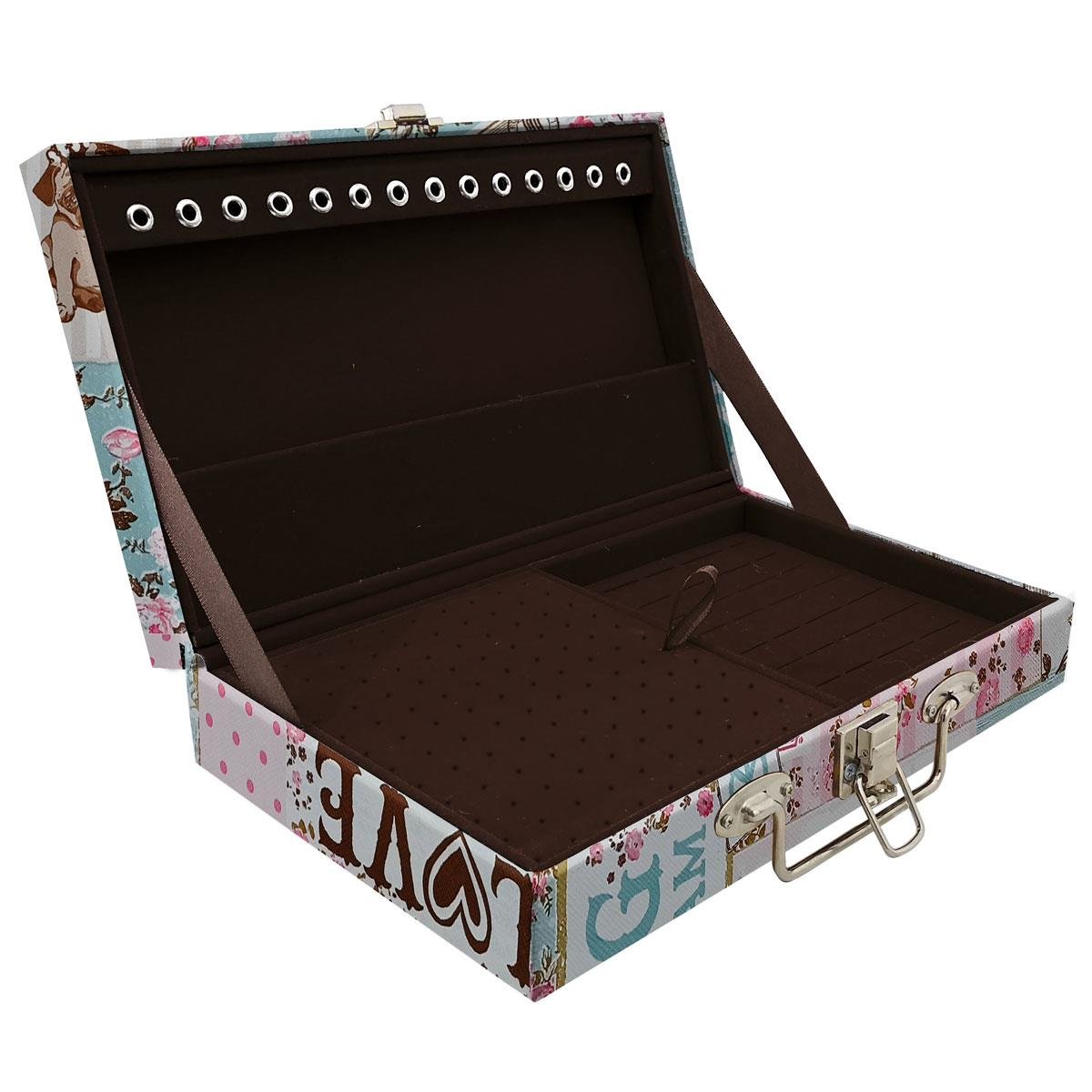 Estojo Maleta Porta Jóias Simples Média Happy Day