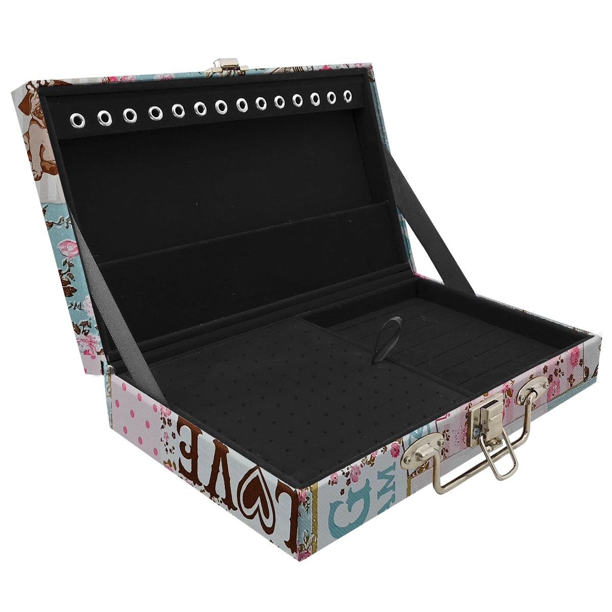 Estojo Maleta Porta Jóias Simples Média Happy Day