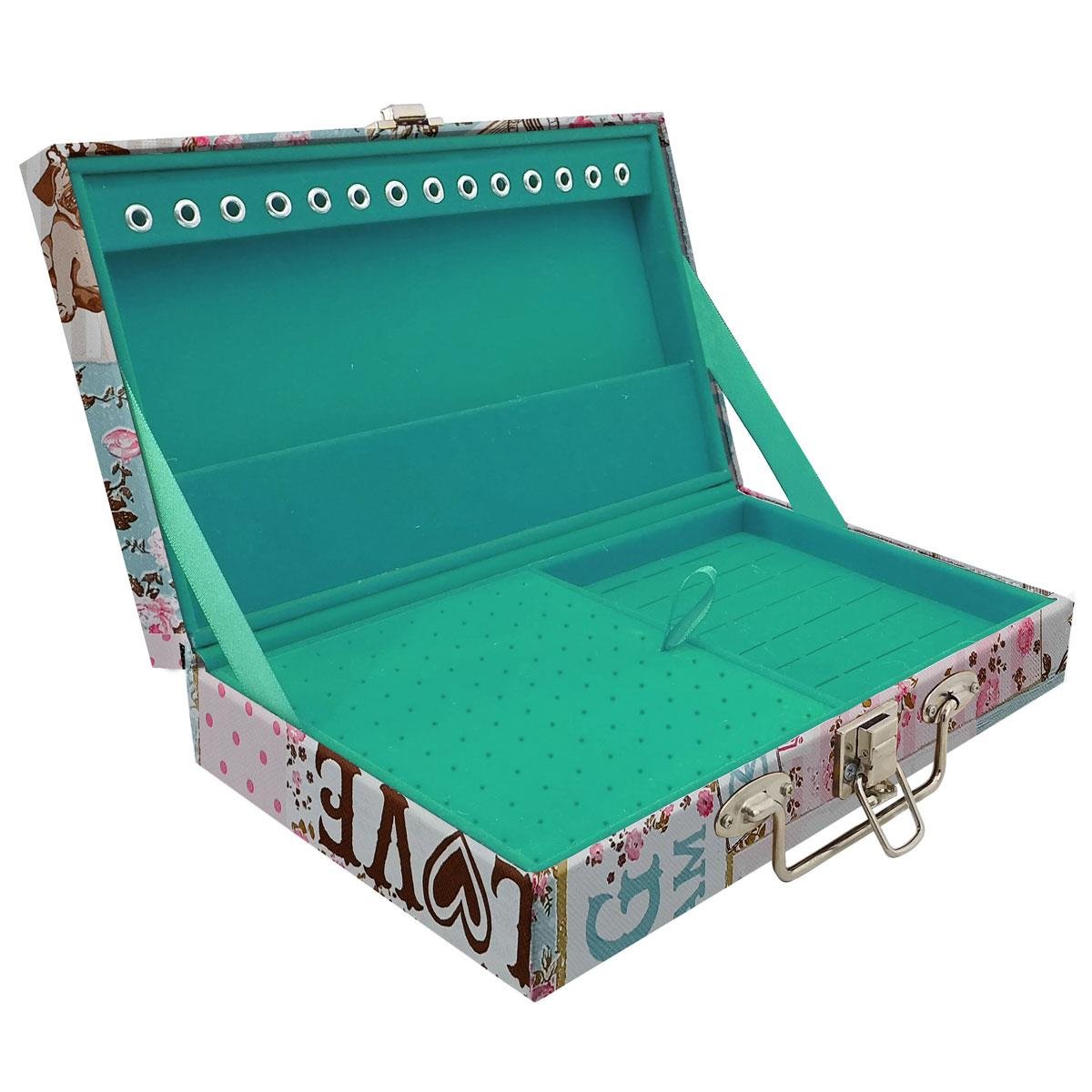 Estojo Maleta Porta Jóias Simples Média Happy Day