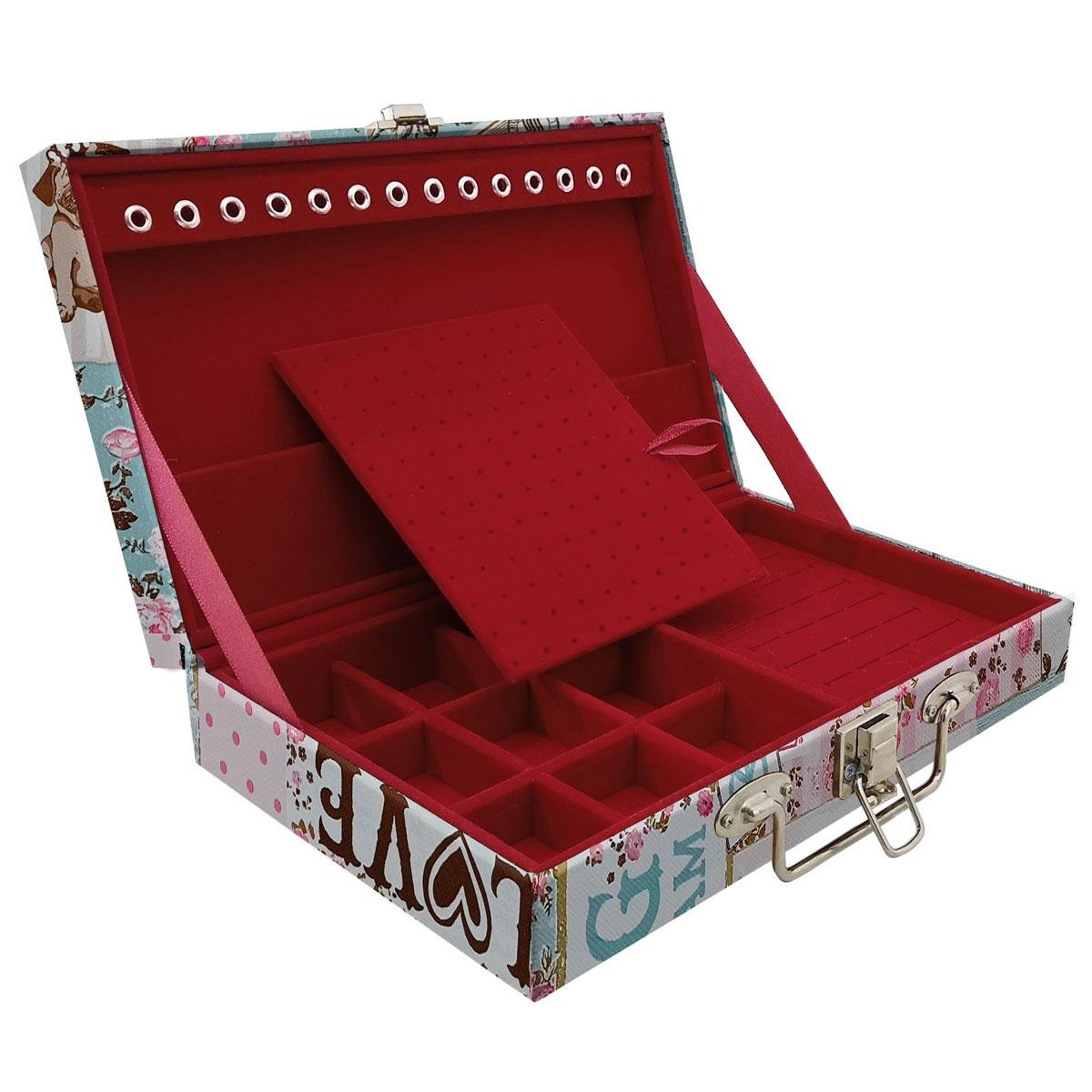 Estojo Maleta Porta Jóias Simples Média Happy Day