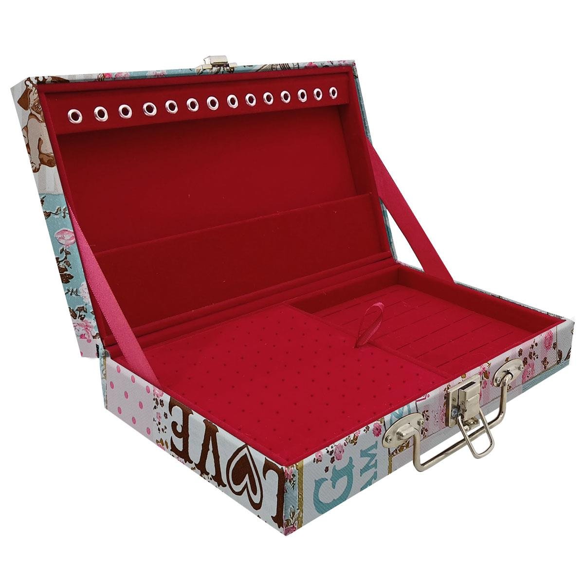 Estojo Maleta Porta Jóias Simples Média Happy Day