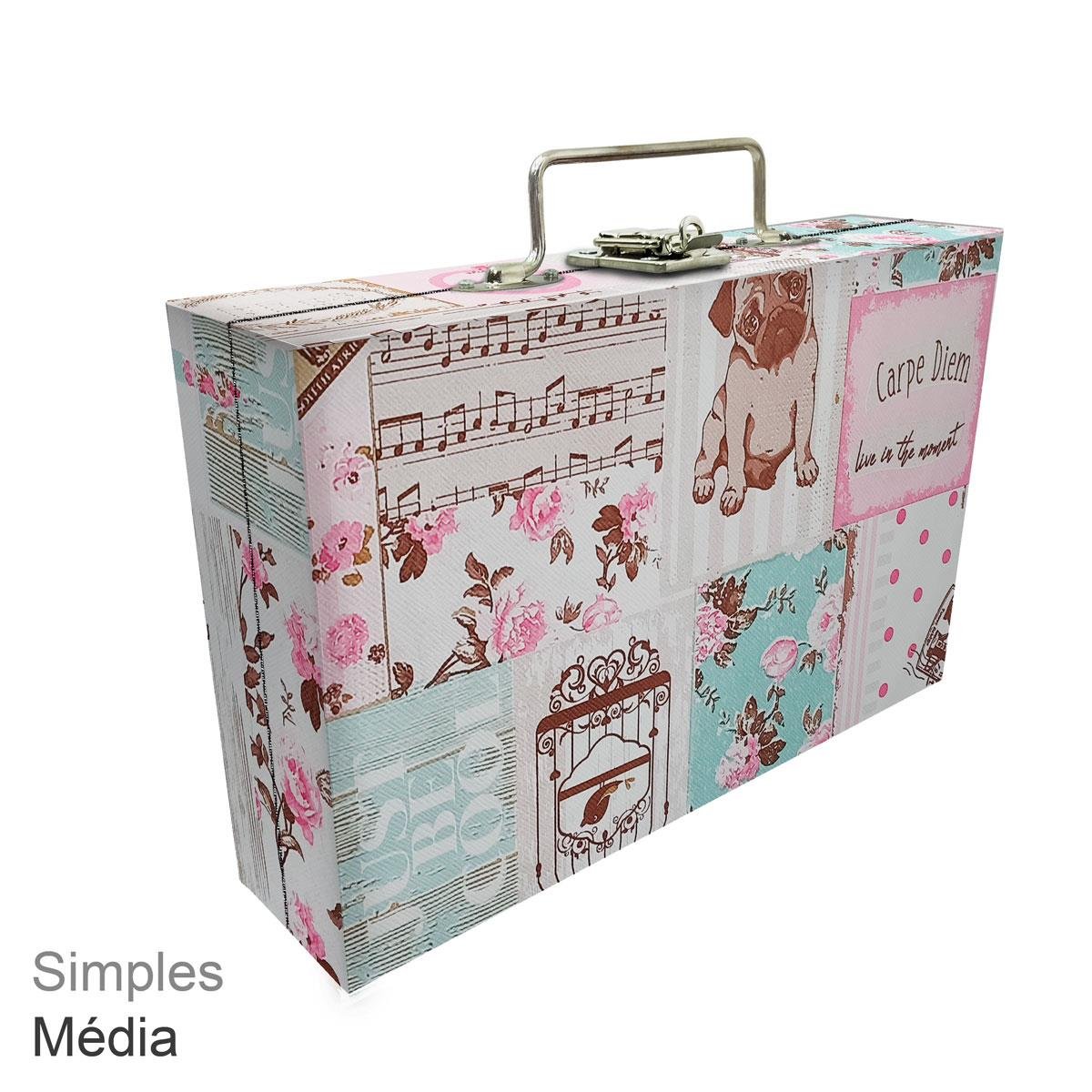 Estojo Maleta Porta Jóias Simples Média Happy Day