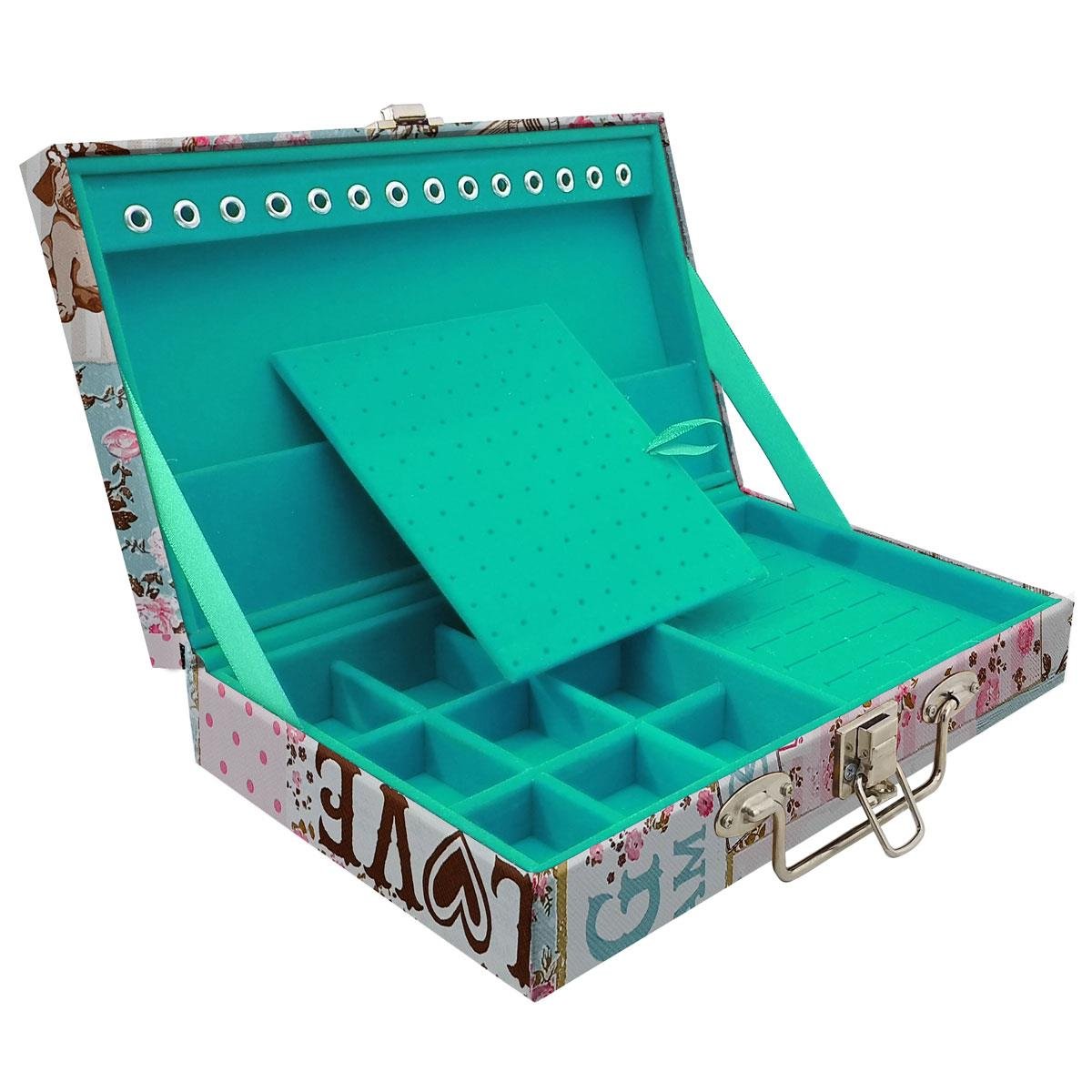 Estojo Maleta Porta Jóias Simples Média Happy Day