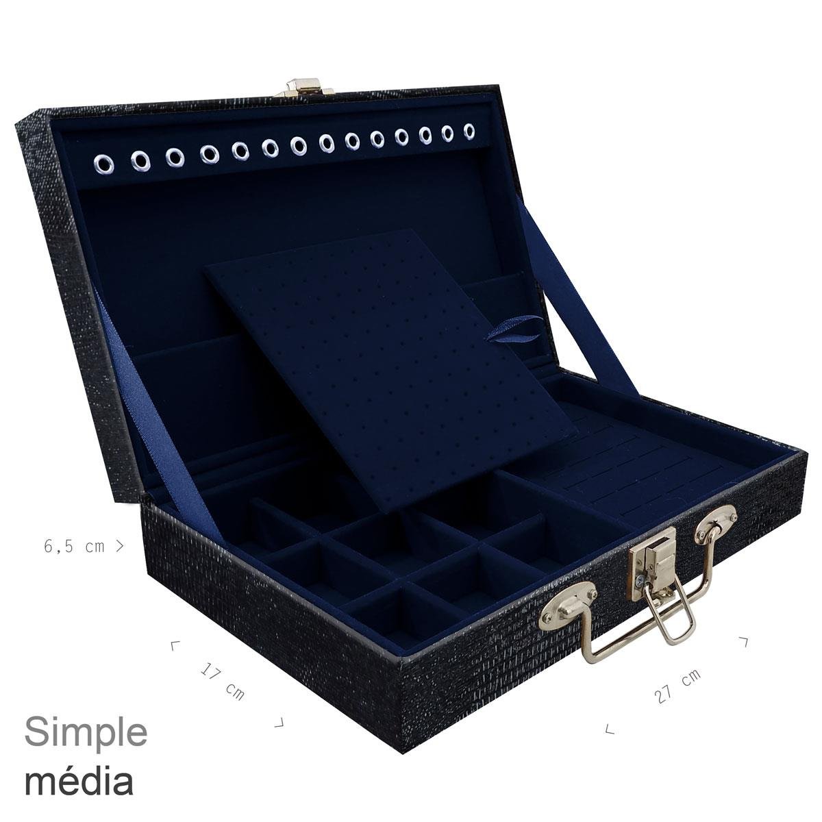 Maleta Simples Média Jacaré Preto - Sob Encomenda