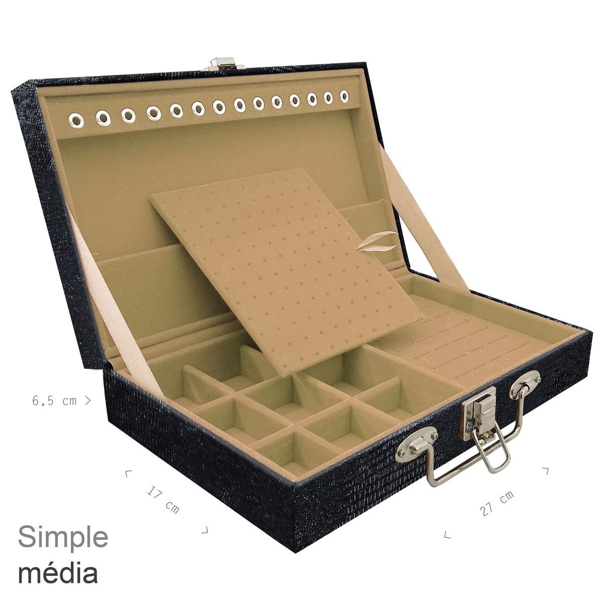 Maleta Simples Média Jacaré Preto - Sob Encomenda