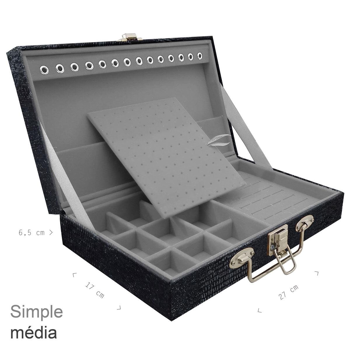 Maleta Simples Média Jacaré Preto - Sob Encomenda