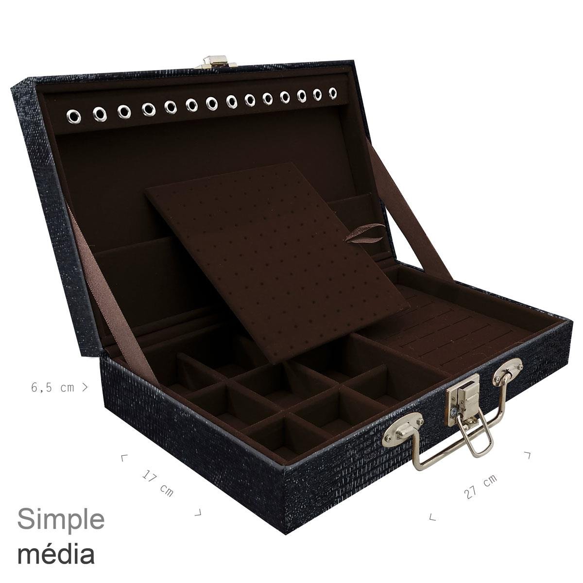 Maleta Simples Média Jacaré Preto - Sob Encomenda